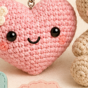 Crochet heart keychain